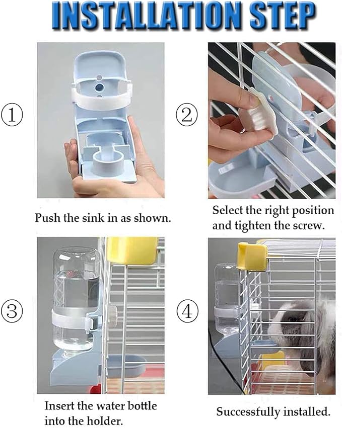 2Pcs 17oz Water Bottle for Small Animals, Rabbit Water Feeder Bowl Bunny Dispenser Hanging Automatic Guinea Pig Bottle for Cage