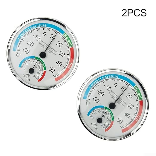 Analog Thermometer Hygrometer for Indoor Room Climate Control, Wall Mount or Stand Device with Comfort Display, No Battery Required for Home Office Greenhouse Sauna Terrarium, White(2pcs)
