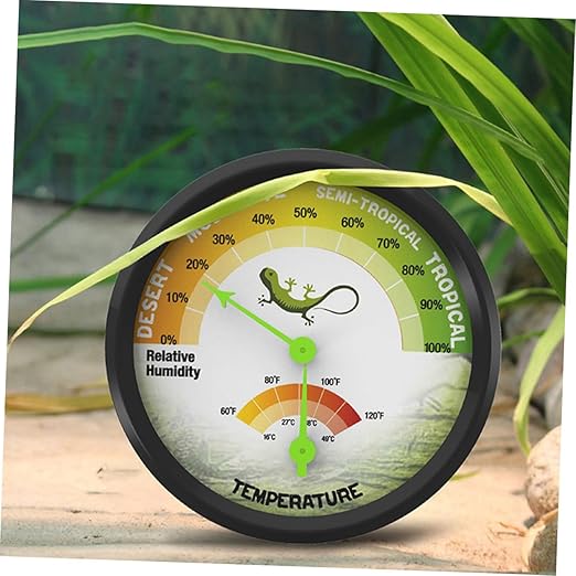 Beaupretty High-Precision Mechanical Reptile Hygrometer Thermometer for Bearded Dragon Tank Dual Temperature and Humidity Gauge with Large Clear Dial Safe Wear-Resistant Material for Aquarium