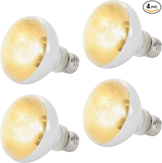 CALPALMY (4-Pack 100W Reptile Heat Lamp Bulbs - UVA Daylight Basking Light Bulbs for Reptiles, Turtles, Lizard, Bearded Dragon and Amphibians - 120V R80 Reflector Bulbs with E26 Screw Cap Base