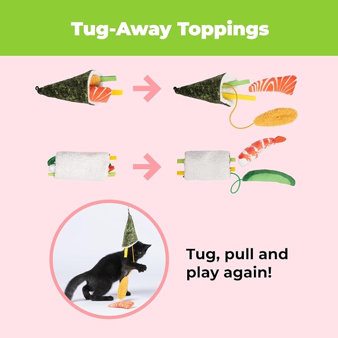 Best Pet Supplies Catify Interactive Cat Toy with Catnip - Sushi Rolls Set - Image 2
