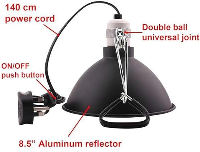 ZJchao Reptile Heat Lamp Accessories 300w Stainless Steel Pet Heat Lamp UVB UVA for Snake Lizard Turtles (US Plug 110v)