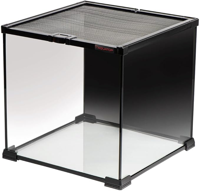 Aquatop 7.1 Gallon Cube Terrarium with Durable Mesh Top for Easy Access & Ventilation - Perfect for Reptiles & Plants, 11.8 x 11.8 x 11.8 Inches, RT-07