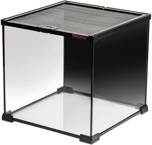 Aquatop 7.1 Gallon Cube Terrarium with Durable Mesh Top for Easy Access & Ventilation - Perfect for Reptiles & Plants, 11.8 x 11.8 x 11.8 Inches, RT-07
