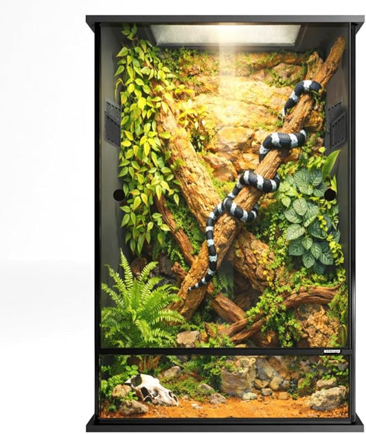 67 Gallon Tall PVC Reptile Enclosure,24"x18"x36" Reptile Tank Large Terrarium for Arboreal Reptile,Snake,Ball Python,Gecko,Frog,Lizard,Chameleon with Front Sliding Door,Screen Ventilation
