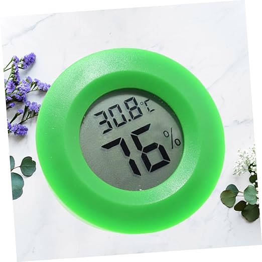 Outanaya Digital Temperature and Humidity Round Shape Hygrometer for Indoor Use Lightweight and Easy to Install Green Color for Home and Office Environments