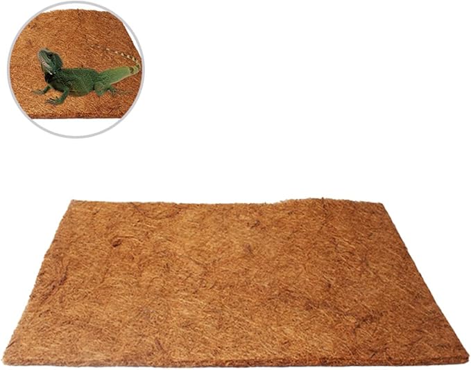 2pcs Natural Coconut Fiber Reptile Bedding Mat Soft Cushion Wear-Resistant Liner for Tortoise Lizard Snake Breathable Terrarium Substrate Easy to Cut Maintain
