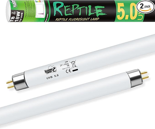 LUCKY HERP T8 18W UVB 5.0 Reptile Light, UVA UVB Reptile Light Bulb 2 Pack, Fluorescent Lamp for Reptiles Amphibians Lizards Chameleons