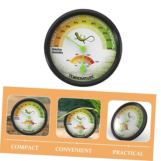 ERINGOGO Safe and Reptile Terrarium Thermohygrometer Accurate Temperature and Humidity Measurement Device Mini Pointer Thermometer for Vivariums and Pet Spaces