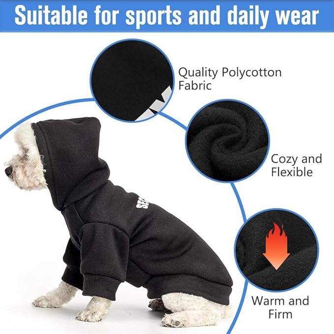 SCENEREAL Security Dog Hoodie Sweaters for Small Medium Large Dogs, Brushed Fleece Dog Clothes with Hat,Soft Cotton Winter Spring Coat All Weather Clothes, Classic Costume with Leash Hole, XL