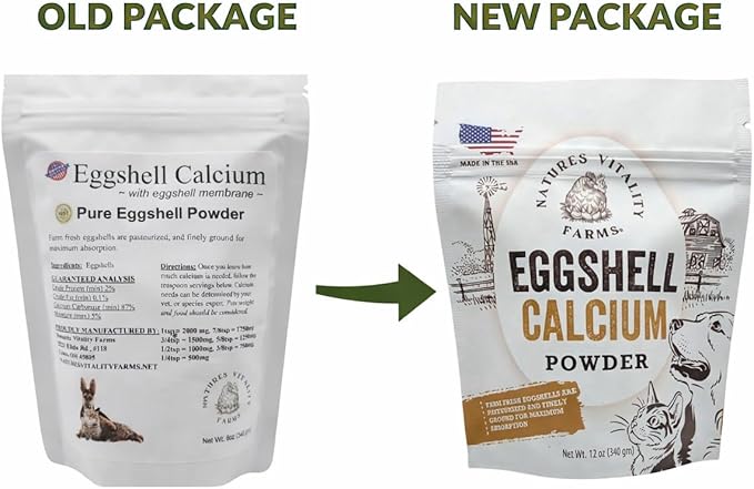 12 oz Pure U.S.A. Eggshell Powder for Dogs/Cats, Finely Ground, Calcium Supplement