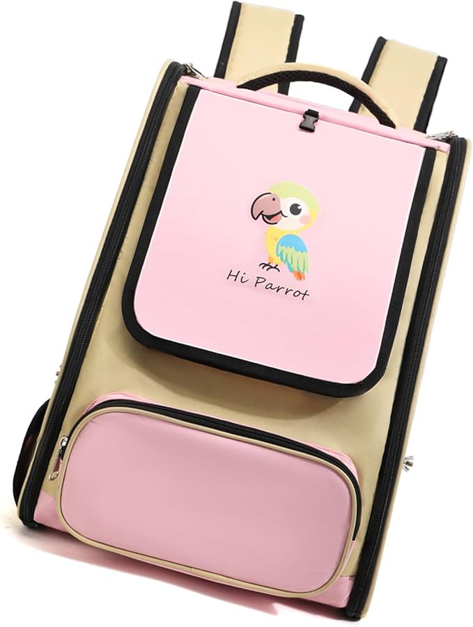 Comfortable Bird Transport Backpack for Outdoor Adventures Including Removable Tray and Feeding Cup Fashionable Bird Carrier