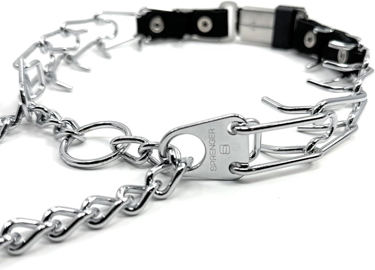 Herm Sprenger 3mm Prong Collar for Dog Training with Adjustable Length & Easy Quick Release Cliclock & Swivel Ring for Large Dogs (20-26" Neck)