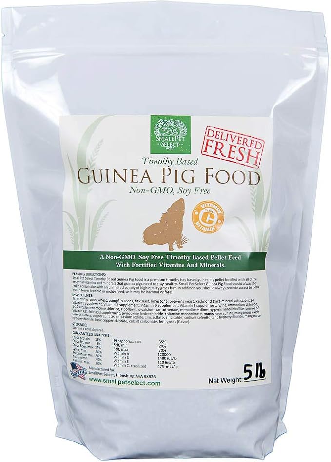 Small Pet Select-Premium Guinea Pig Pellet Food, Non-GMO, Soy Free. Local Ingredients in Pacific Northwest, 5lb, 5lbgpnongmo