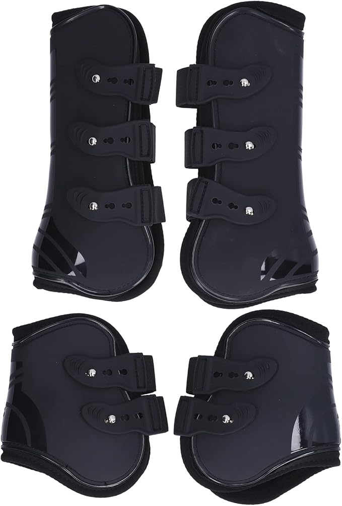 Horse Boots, 4Pcs PU Shell Protective Horse Tendon Boots, Horse Splint Boots for Front Legs and Rear Legs, Protective Horse Leg Wraps, Leg and Support for Riding, Jumping(XL)