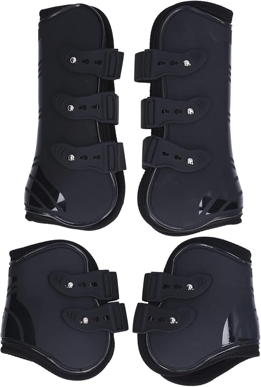 Horse Boots, 4Pcs PU Shell Protective Horse Tendon Boots, Horse Splint Boots for Front Legs and Rear Legs, Protective Horse Leg Wraps, Leg and Support for Riding, Jumping(XL)