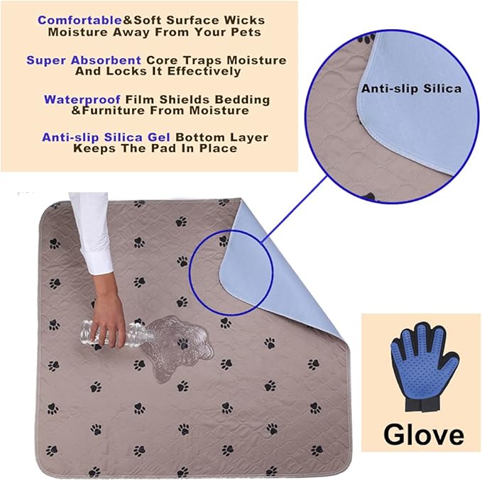 Washable Puppy Pads - Reusable, Super Absorbing, Waterproof Dog Pee Pads for Dog Bed Mat