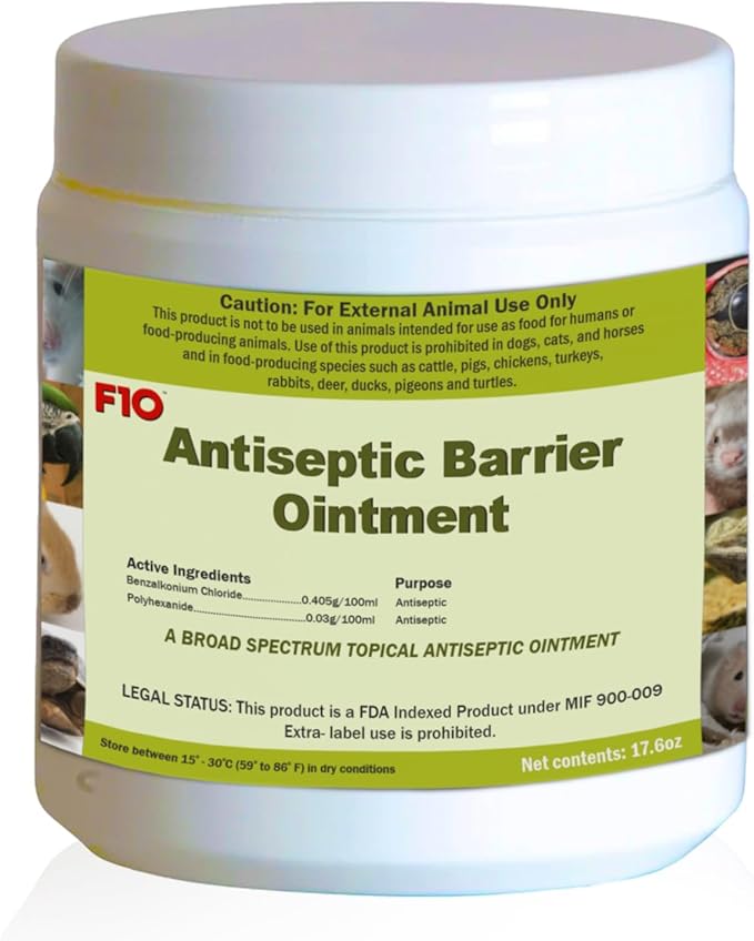 F10 Antiseptic Barrier Ointment for Reptiles, Birds, Small Animals & Exotic Animals, Wound Healing Ointment for Pet - 500g