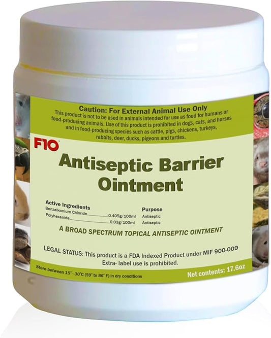 F10 Antiseptic Barrier Ointment for Reptiles, Birds, Small Animals & Exotic Animals, Wound Healing Ointment for Pet - 500g