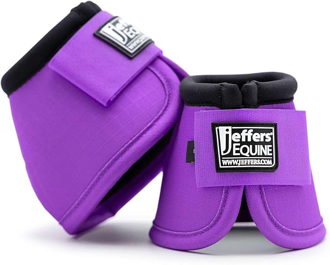 Jeffers Equine No Turn Bell Boots for Horses - Purple, Large | Shock Absorbing Hoof Protection | Secure Double Hook & Loop Closure, Perfect for Travel, Turnout, Training, & Riding - 1 Pair