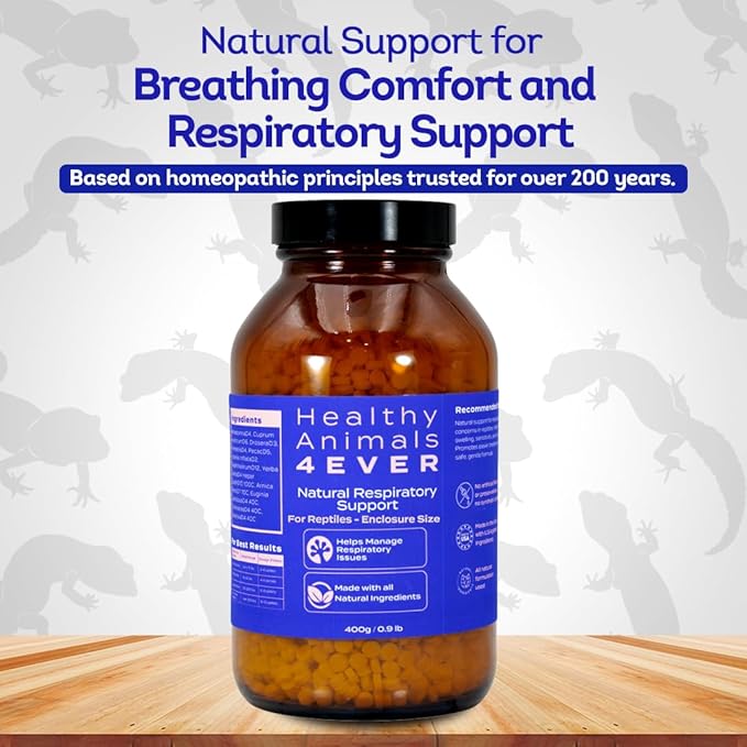 HealthyAnimals4Ever HA4E - Reptile Respiratory Support - Natural Immune-Boosting Formula for Breathing Ease, Airway Clarity & Lung Health - Pellets, Enclosure Size (Extra Large)