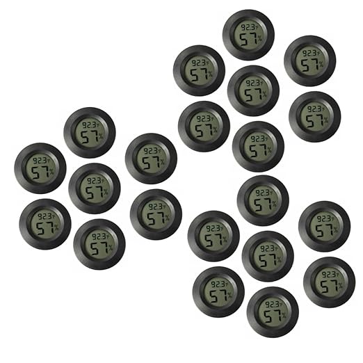 POPETPOP 21pcs Terrarium Thermometer and Humidity Gauge Reptile Tank Accessories Mini Digital Thermometer for Home Use