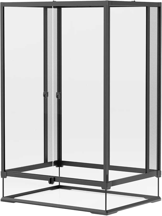 Erinnyees 67 Gallon Reptile Terrarium with Top Screen Ventilation, Snake Habitat with Heating Pad Space, Front Opening Reptile Vivarium with Sliding Cable Outlet for Snakes, Leopard Geckos, Turtles