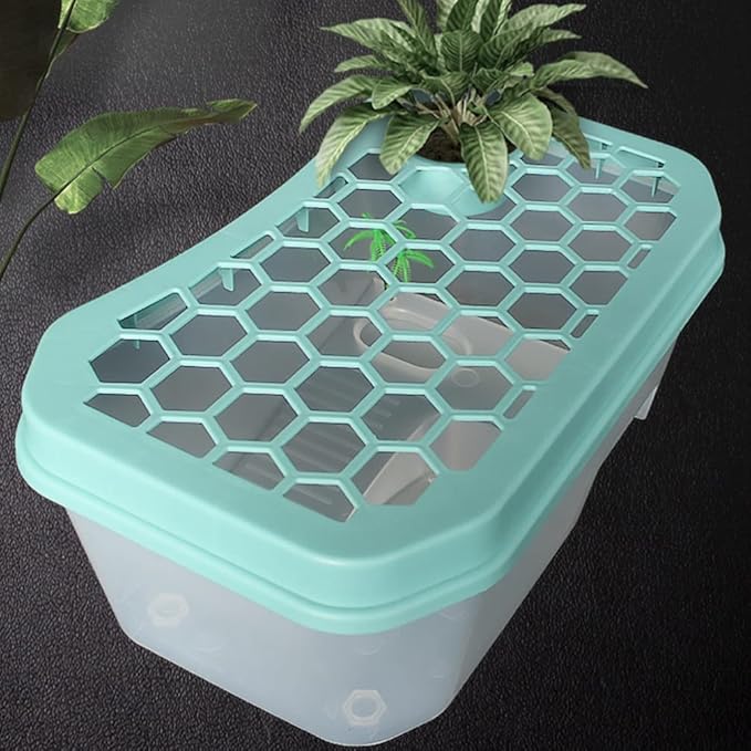 Mikikit Reptile Terrariums Reptile Terrariums Turtle Tank Aquarium, Turtle Habitat Reptile Plastic Terrarium Safe, Turtle Tank with Lid Tortoise from Climbing Escaping Glass Animals Reptisoil