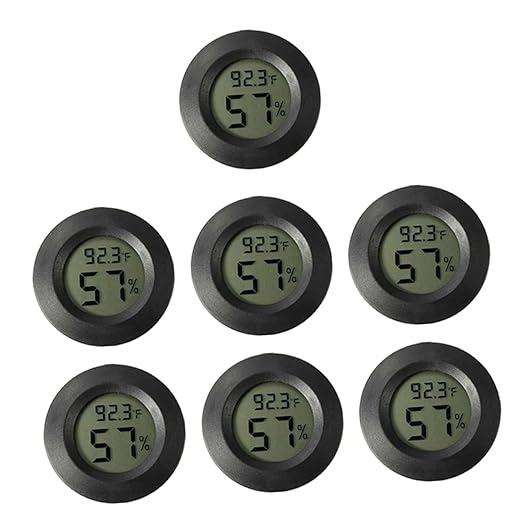 Totority 7pcs Mini Digital Thermohygrometer Reptile Tank Humidor Indoor/Outdoor Temperature Humidity Gauge