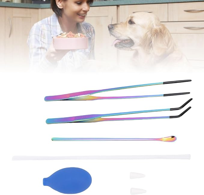 YUYTE Reptile Feeding Tongs with Rubber Tip, Reptile Feeder Tool Kit Stainless Steel Feeding Tweezers for Plants Pet Care and Gardening, Tank Accessories Aquariums Supplies