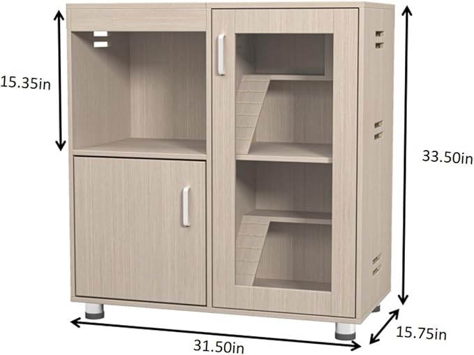 Wooden Hamster Cage with Climbing Ladders, Spacious Storage, Acrylic Windows, and Openable Top for Small Pets, Ideal for Hamsters, Guinea Pigs, and Gerbils - 33.5" H x 31.5" W x 15.75" D