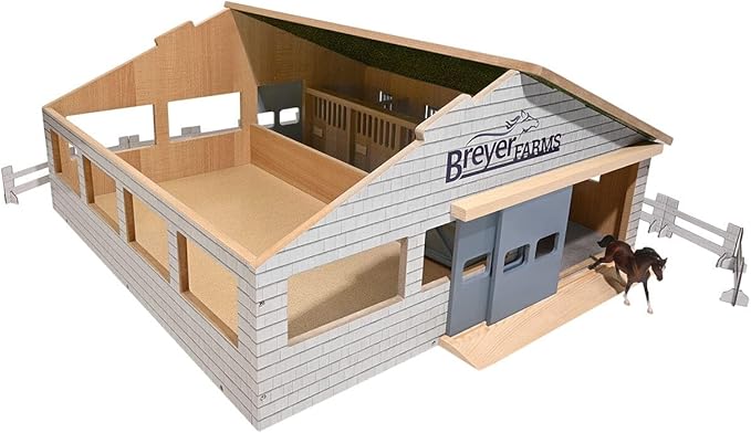 Breyer Horses Breyer Farms Deluxe Arena Stable | 24 Piece Playset | 2 Stablemates Horses Included | 24.25" L x 22" W x 10.5" H | 1:32 Scale | Model #59243
