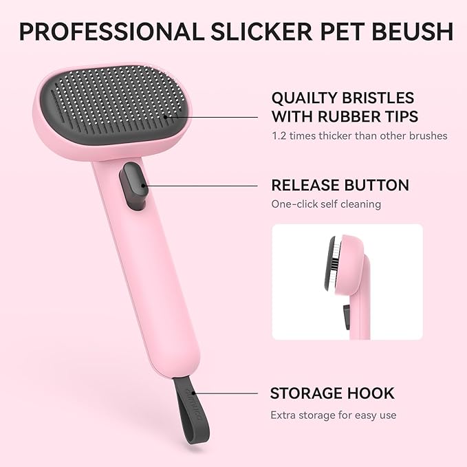 Aumuca Cat Brushes for Indoor Cats, Cat Hair Brush for Shedding, Cat Brush for Long or Short Haired Cats, Cat Grooming Deshedding Brush for Dog Kitten Horse Massage Removes Loose Fur - Image 3