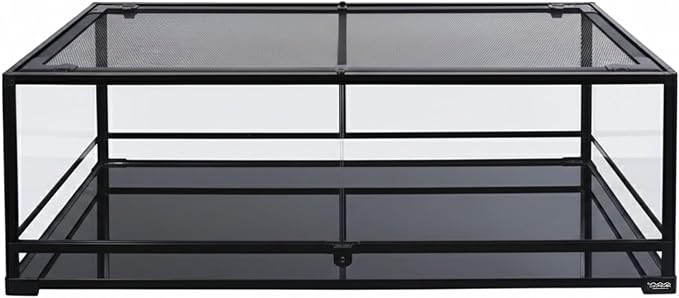 CAROLINACUSTOMCAGES 48x18x18 Extra-Long Reptile Terrarium - 67 Gallon Glass Terrarium for Bearded Dragon, Snake, Gecko, Lizard with Screen Top & Locking Doors; Easy Assembly