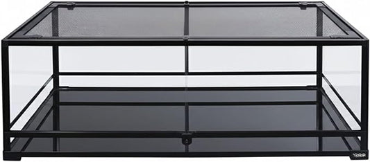 CAROLINACUSTOMCAGES 48x18x18 Extra-Long Reptile Terrarium - 67 Gallon Glass Terrarium for Bearded Dragon, Snake, Gecko, Lizard with Screen Top & Locking Doors; Easy Assembly
