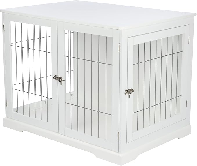 Trixie 38.7" Indoor Dog Crate, Wooden Crate Table for Dogs Up to 66 lb, Large Dog Kennel, Perfect in Any Room, White