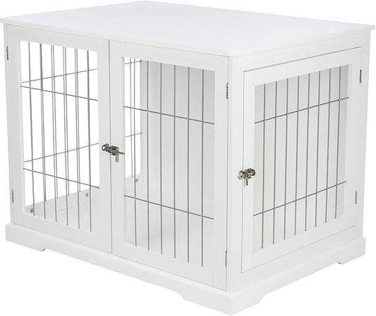 Trixie 38.7" Indoor Dog Crate, Wooden Crate Table for Dogs Up to 66 lb, Large Dog Kennel, Perfect in Any Room, White