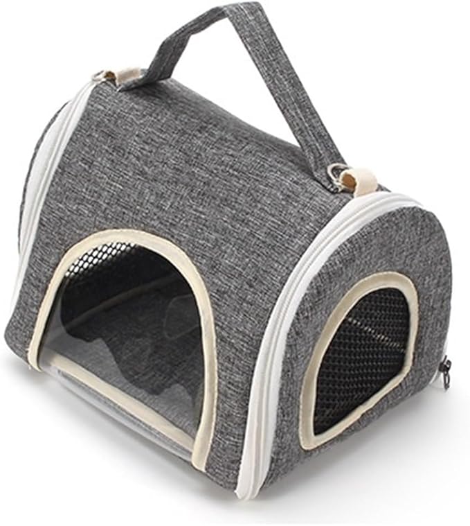 1pc Lightweight Portable Parrot Backpack - Rattan Plush Folding Bird Cage for Outdoor Transport(Gray,23X20X17 CM)
