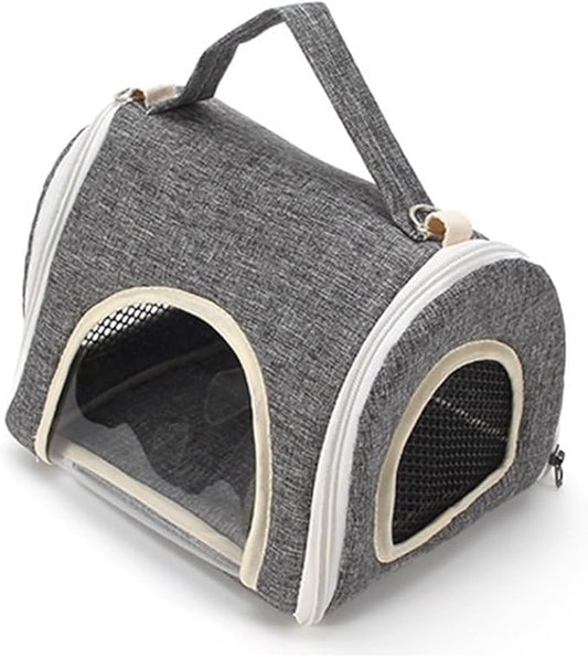 1pc Lightweight Portable Parrot Backpack - Rattan Plush Folding Bird Cage for Outdoor Transport(Gray,23X20X17 CM)