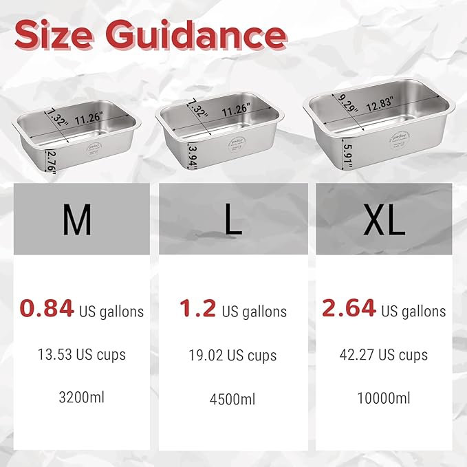 PEDAY 2.64 Gallon Extra Large Dog Water Bowl, Human Grade Stainless Steel, for Extra Large Sized Dogs - Silver Classic
