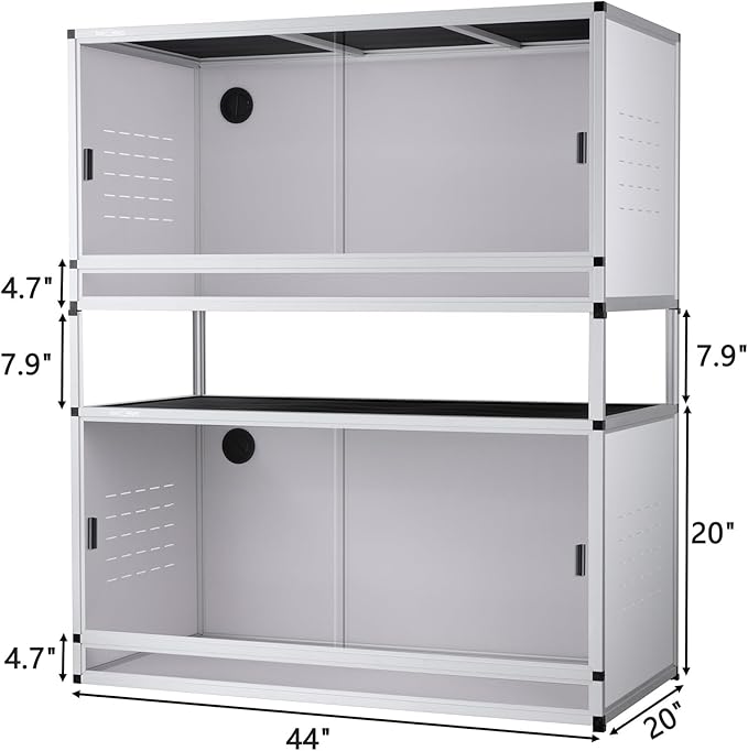 Reptile Enclosure Stand – 7.87'' Stackable Spacer Set for PVC Terrariums, Exclusive Cage Holder for ToxiRium Tanks, 4 Pack-White