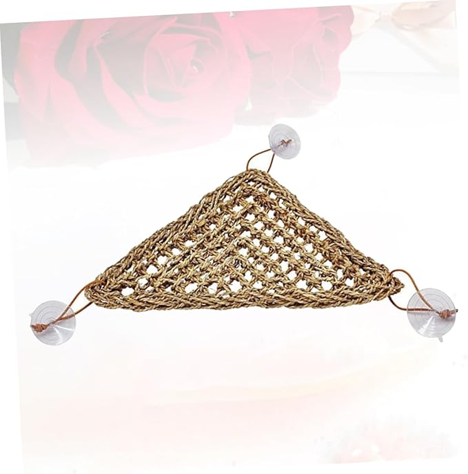 BESPORTBLE Stable Triangle Reptile Hammock Mat for Lizards and Small Pets Elevated Swing Bed with Suckers for Easy Installation and Natural Shedding Texture
