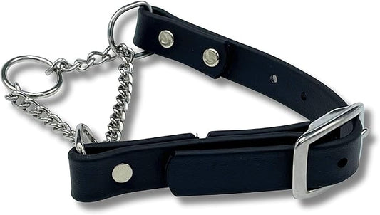 Martingale Collar for Dogs, Biothane, Stainless Steel Hardware, No Pull, Made in The USA, Professional Grade. Small, Black