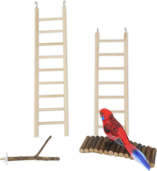 Bird Ladder Parrot Toy Set Birdcage Accessories Parrot Perch Stand for Parakeets Parrots Cockatoo Lovebirds Birdie