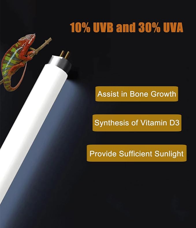 3 Pack T8 UVB Reptile Light 15W 10.0, UVA UVB Light Bulb for Reptiles, 18inch Reptile UVB Lamp Tube for Bearded Dragon, Chameleons, Turtles, Tortoises, Lizards - Desert & Tropical Reptiles