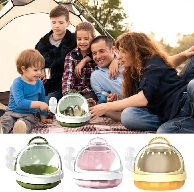 Small Pet Carrier Travel Cage with Integrated Water Feeder, Portable Ventilated Enclosure with Secure Closure for Hamster, Guinea Pig, Hedgehog and Ferret Transport and Indoor Mobility (C)