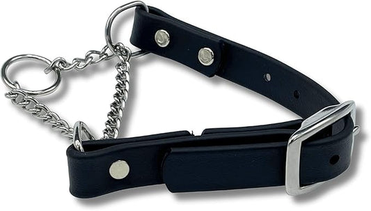 Martingale Collar for Dogs, Biothane, Stainless Steel Hardware, No Pull, Made in The USA, Professional Grade,XXS, Black
