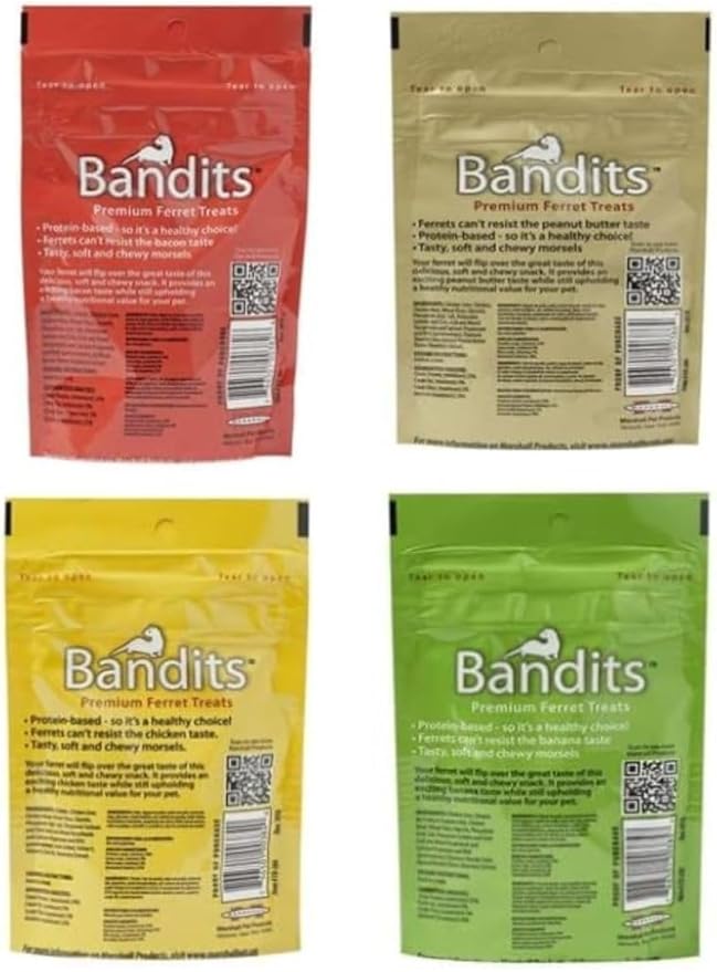 Aurora Pet Variety (4) Bandits Premium Ferret Treats (3-oz Each) with AuroraPet Wipes