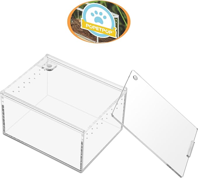 POPETPOP Reptile Breeding Box Reptile Feeding Container Aquarium Breeding Tank Transparent Feeding Box Terrarium Habitat for Snake Turtle Lizards