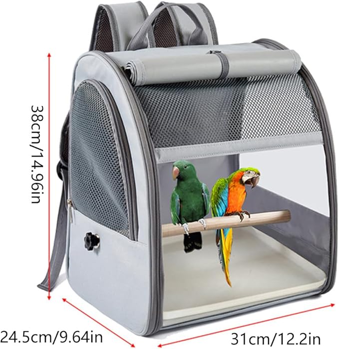 Folded Bird Travel Backpacks Cage with Detachable Perches and Transparents Window for Pet Light Weight Cockatiel Travel Carriers Backpacks